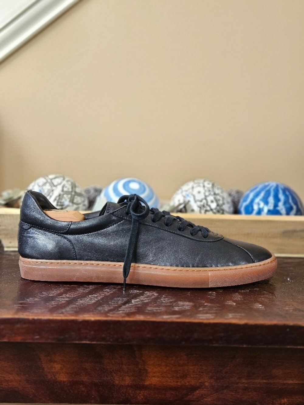 Aquatalia Men's Scott Smooth Leather Sneakers, Black, Sz 13 - Picture 13 of 15